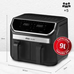 Ufesa Freidora de aire digital doble cubeta 9L Thunder
